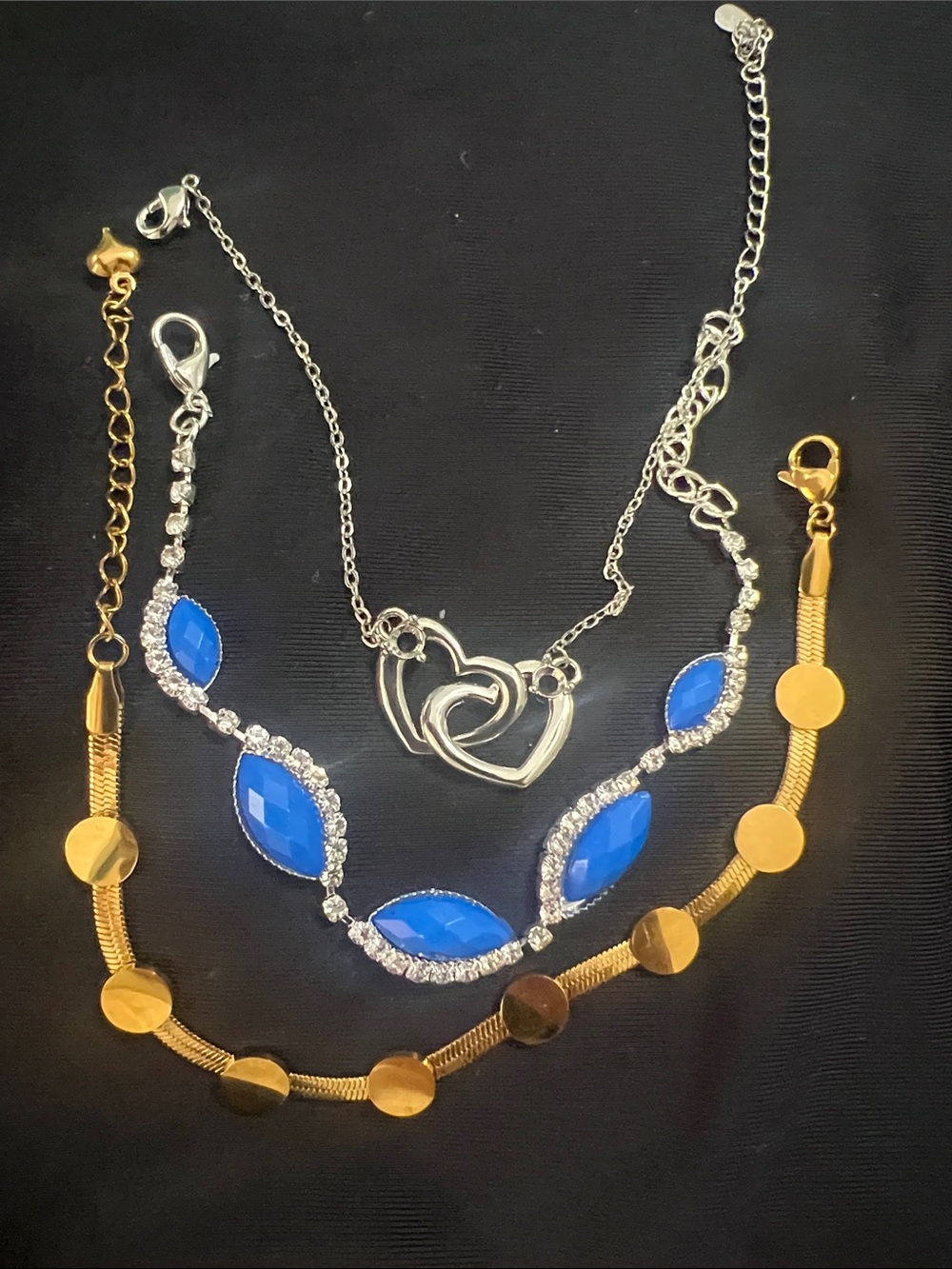 Silver Heart Pendant Necklace with Blue Crystal Accents - Women Jewelry